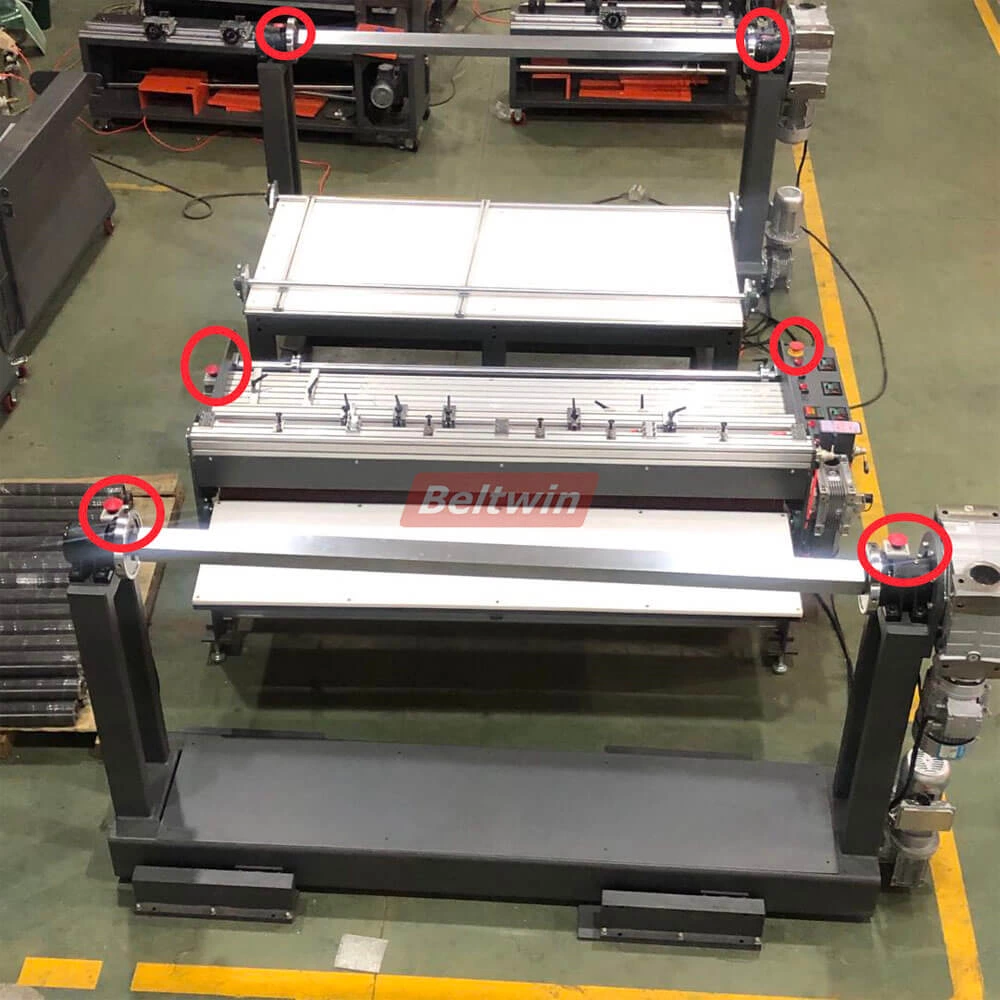 Cortadora de Banda Transportadora con Bobinadora y Rebobinadora con Mesa de Trabajo (versión Europea)