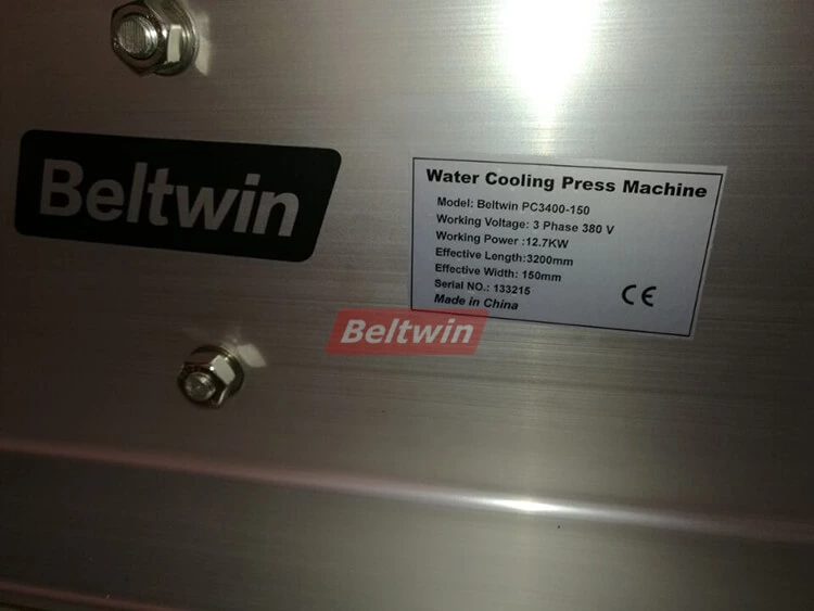 Entrega de prensa de refrigeración por agua Beltwin 3400x150 mm a Colombia, longitud efectiva: 3200 mm