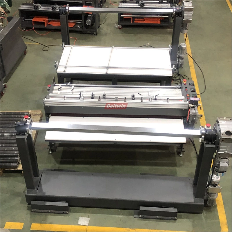 Cortadora de Banda Transportadora con Bobinadora y Rebobinadora con Mesa de Trabajo (versión Europea)