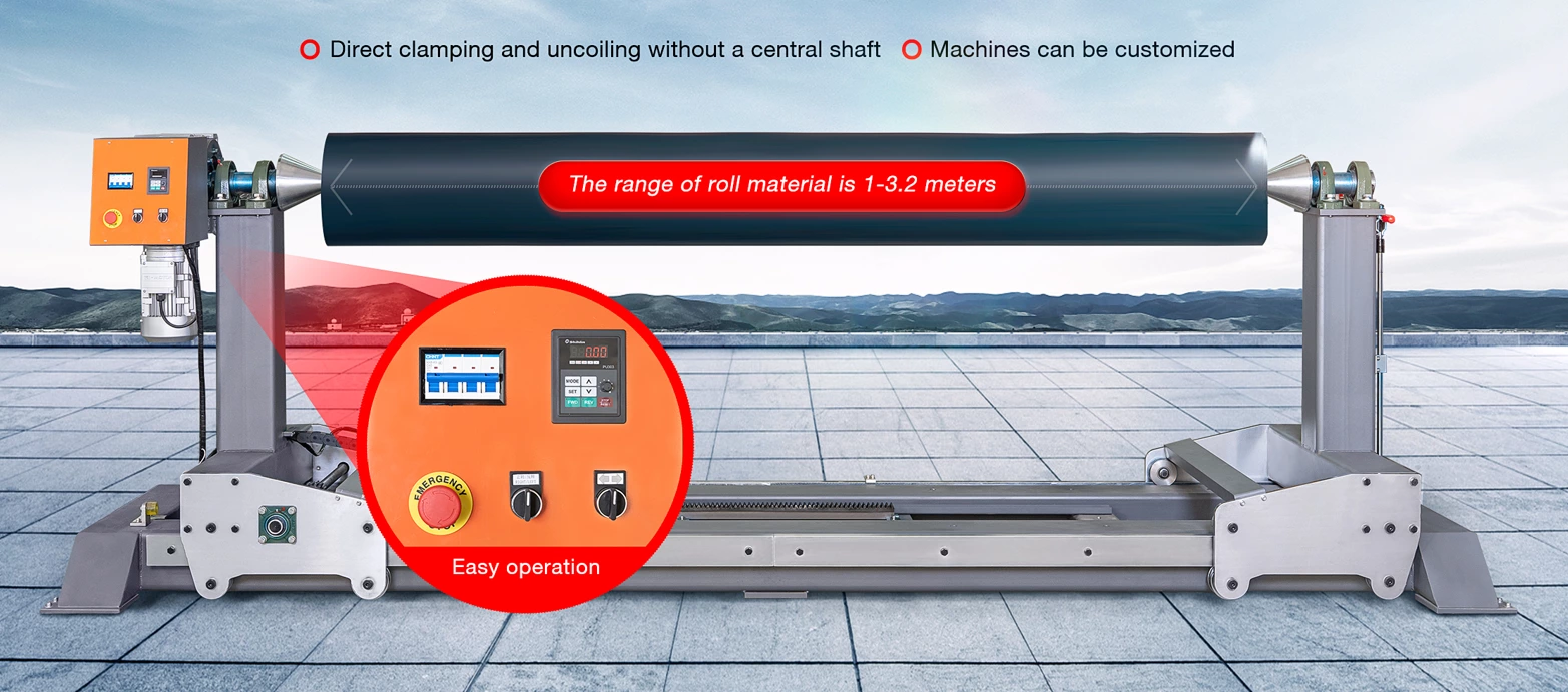 Enrollador de cinta transportadora sin eje, diseño de ancho ajustable